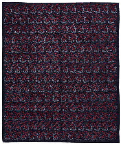 Boteh blauw rood vloerkleed