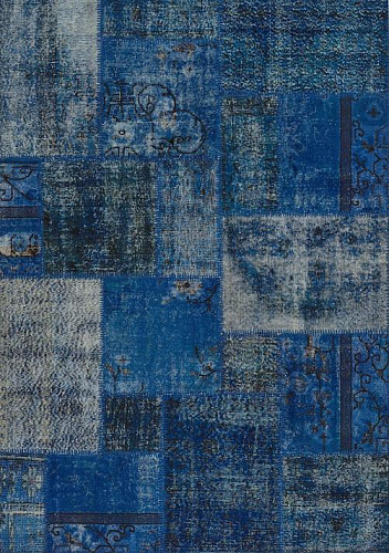 Donkerblauw patchwork vloerkleed