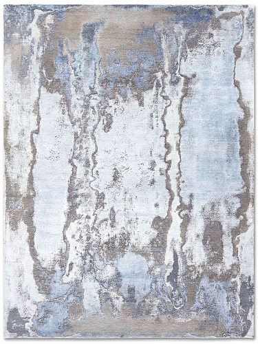 Tapis de luxe fait main Argent bleu