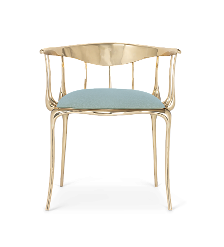 Lichtblauwe luxe stoel