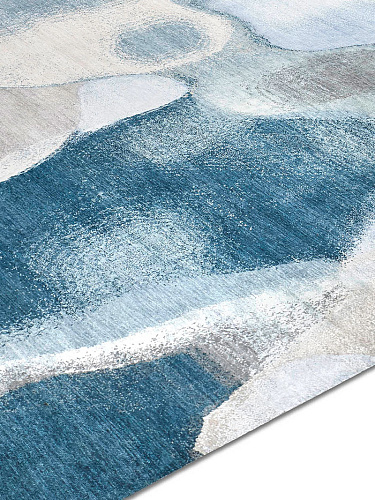 Turquoise Blue handgemaakt luxe vloerkleed