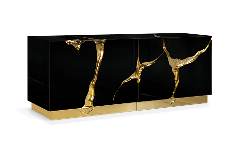 Zwart en gouden elite dressoir