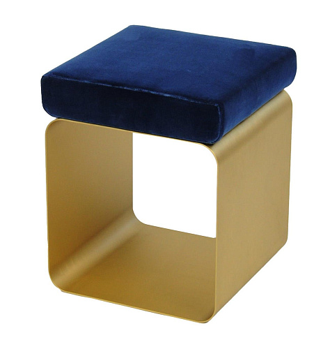 Blauwe kruk met metalen onderstel