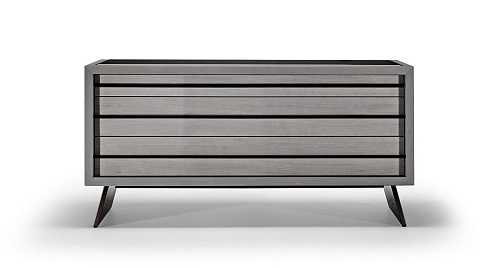 Vintage glans drie-laden ladekast met metalen handgreep