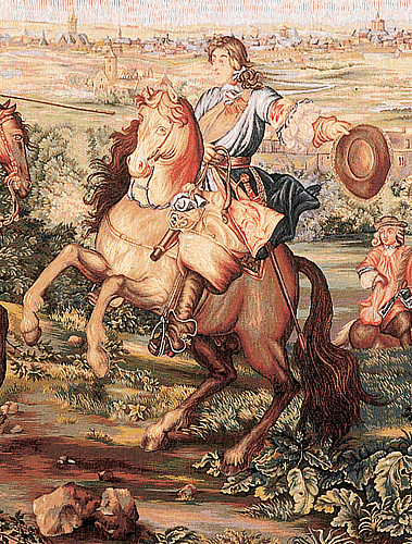 De verovering van Lille ornamenten wandtapijt
