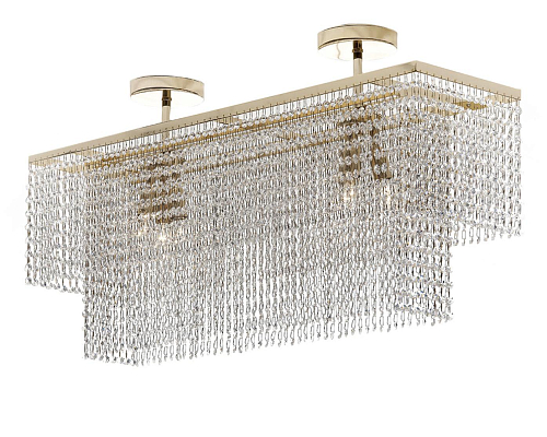 Rechthoekige gouden plafondlamp met Asfour kristal