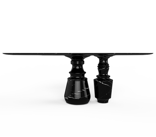 Obsidian ovale Nero Marquina eettafel