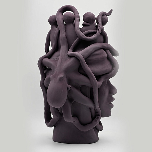 Moorkop bruine handgemaakte sculptuur
