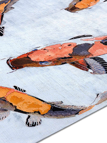 Tapis de luxe noué à la main Fish orange