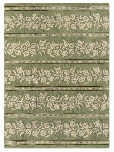 Tapis Anaar vert forêt artisanal