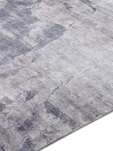 Zilver luxe handgeknoopt vloerkleed