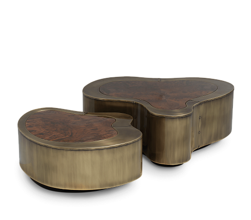 Crest patina & walnoot salontafelset