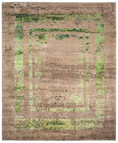 Artwork 27 drievoudige rand groen vloerkleed