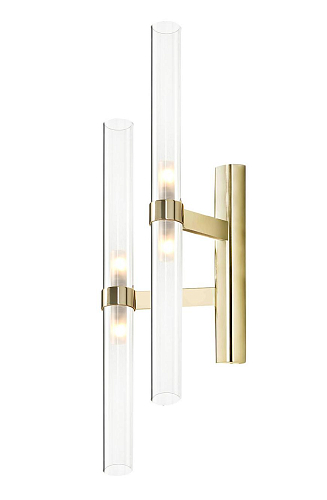 Gouden cilindrische glazen wandlamp