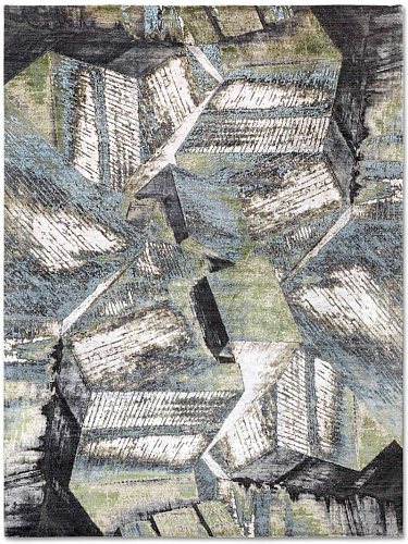 Tapis noué à la main Brutalism vert