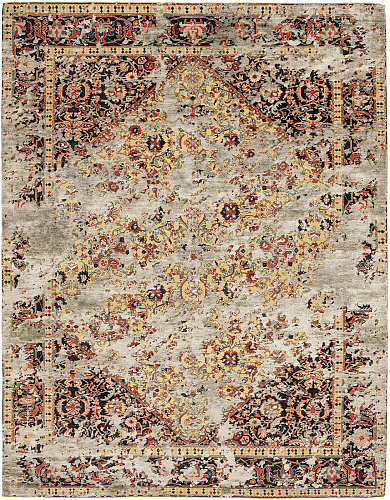 Serapi Queensbury Double Sky geel D 047 zijden vloerkleed