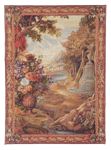 Boeket met draperie - fontein wandtapijt