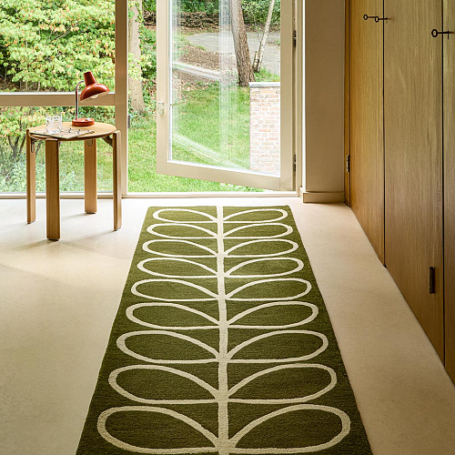 Linear Stem Runner Olive ambachtelijke loper