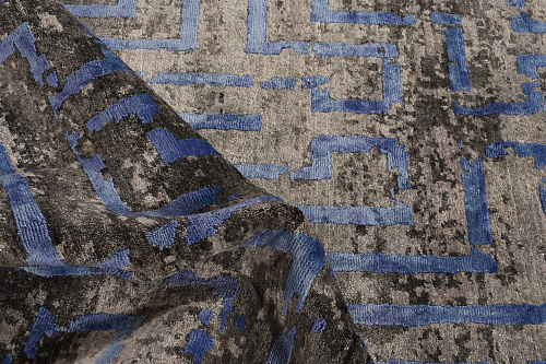 Hand-geknoopt bamboezijde abstract Indiaas vloerkleed