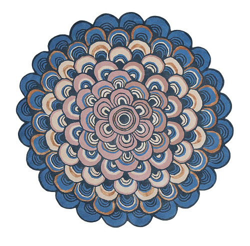Masquerade blauw rond vloerkleed