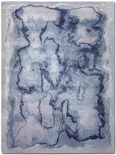 Tapis de luxe noué à la main Mono bleu