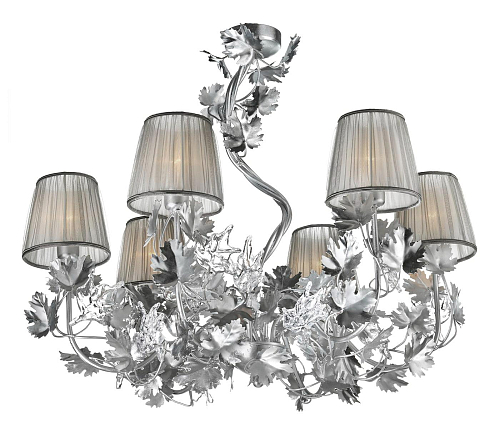 Lustre avec feuilles en verre transparent