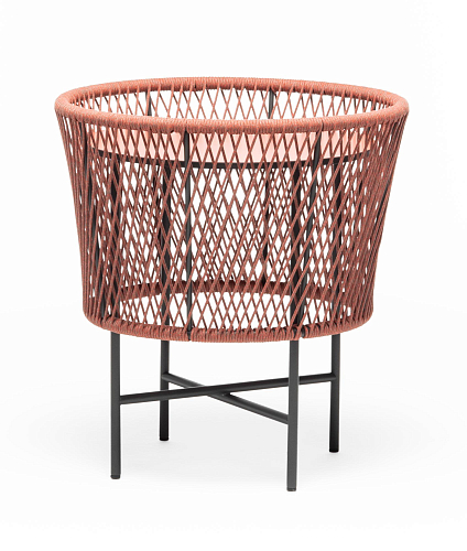 Table basse d'extérieur ronde Tamburo Rouge