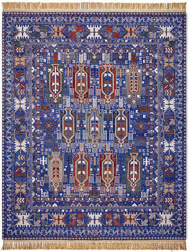 Tapis de luxe noué à la main Balouch bleu
