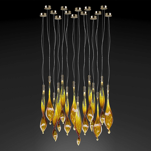 Murano Leaves hanglamp met 15 lichtpunten