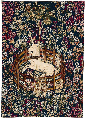 Tapisserie murale Licorne bleue captive sans bordure