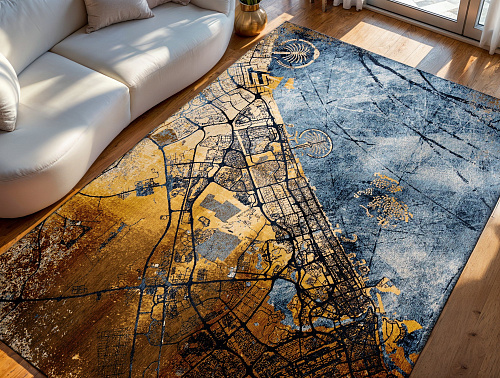 Gold Sea rond vloerkleed