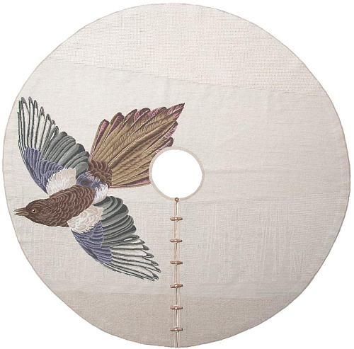 Tapis rond design tissé main Migration Pettirosso