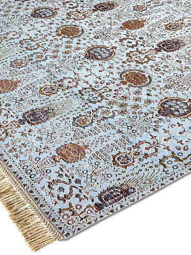 Tapis de luxe fait main Isfahan bleu clair