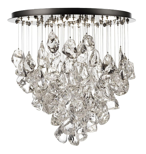 Lustre cascade en cristal avec réflecteur en acier poli