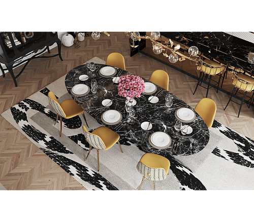 Obsidian ovale XL Nero Marquina eettafel