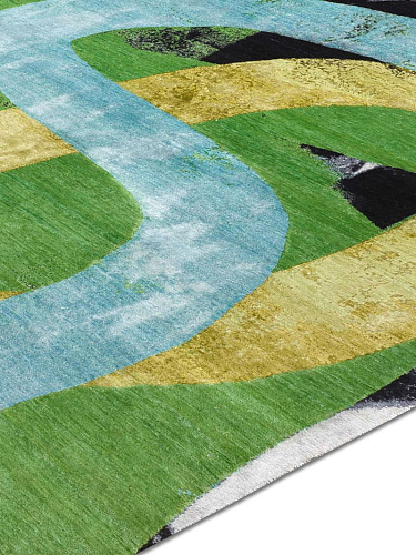 Tapis tissé main Original vert jaune