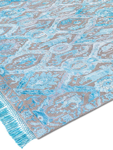 KavaBagh blauw handgemaakt luxe vloerkleed