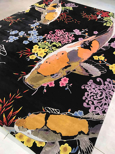 Tapis de luxe noué à la main Fish