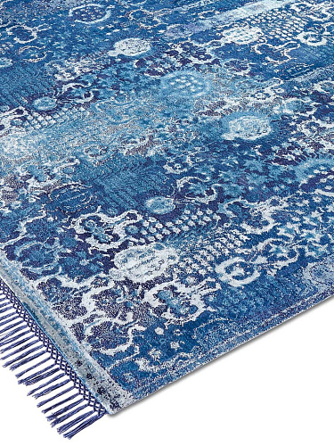 Woods blauw handgeknoopt vloerkleed