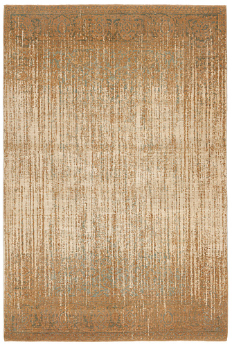 Tabriz Wooster Double Vendetta lichtblauw camelgoud zijden vloerkleed