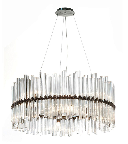 Lustre circulaire en cristal Trihedron nickel foncé