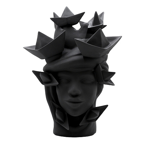 Moorkop donkergrijze sculptuur