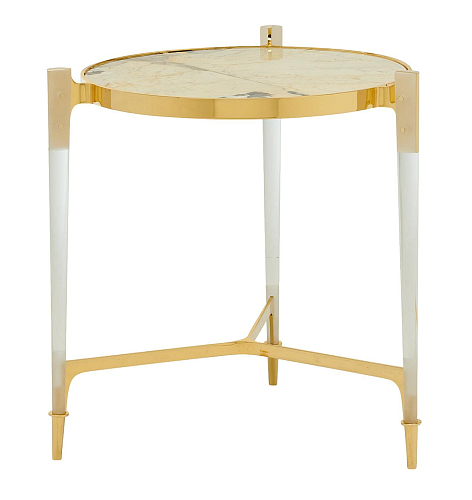 Table d'appoint ronde plateau marbre et laiton