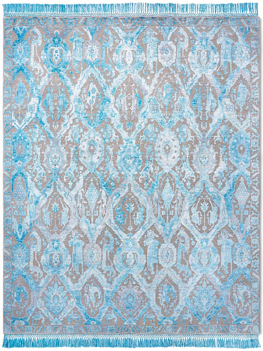 KavaBagh blauw handgemaakt luxe vloerkleed