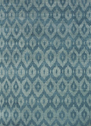 Tapis noué à la main Ikat laine bleu