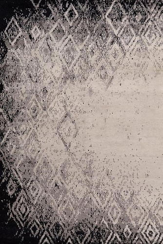 Tapis indien abstrait en soie de bambou noué à la main