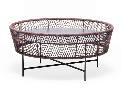 Tamburo ronde blauw/rode buiten-salontafel