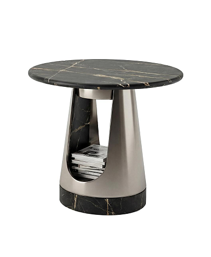 Aura ronde salontafel met donker stenen blad
