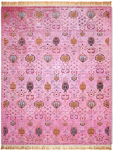 Tapis de luxe fait main Isfahan rose clair