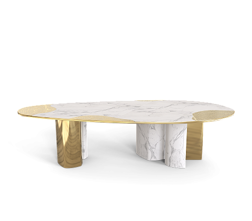 Athena Carrara marmer en gouden eettafel